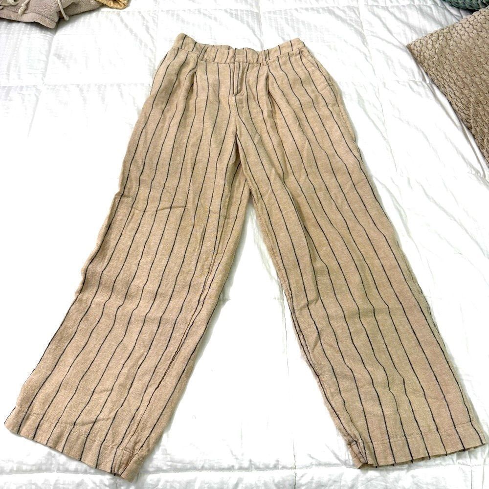 A New Day Linen Blend Striped Wide-Leg Pants | Size 2 Regular